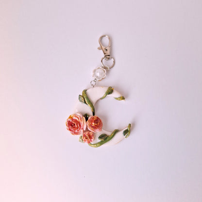 Rose half moon bag charm