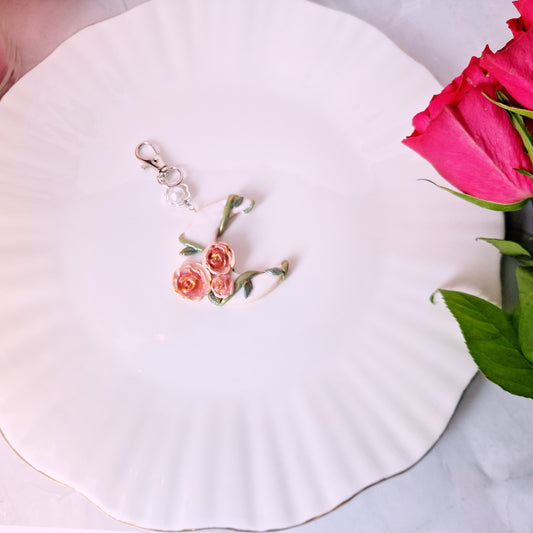 Rose half moon bag charm