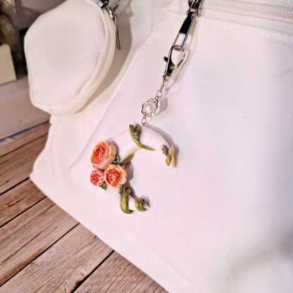 Rose half moon bag charm